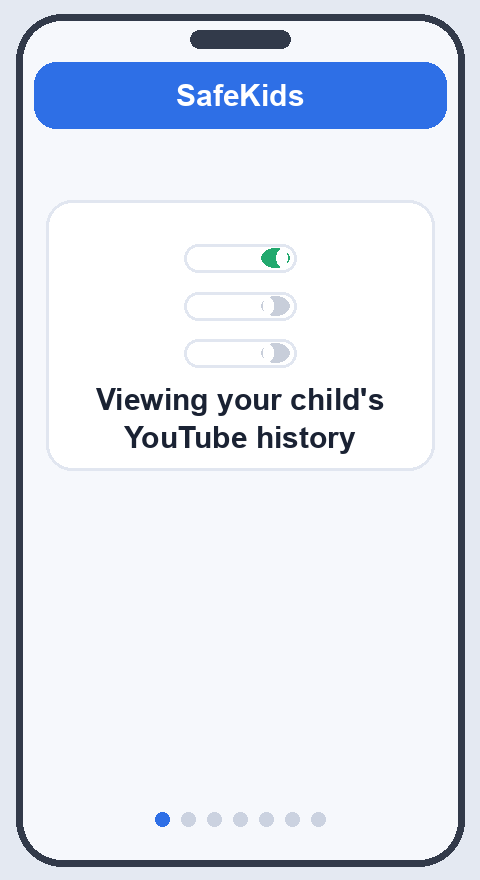 Open the SafeKids360 parent app, tap History, then the YouTube tab to read recent video titles and channels